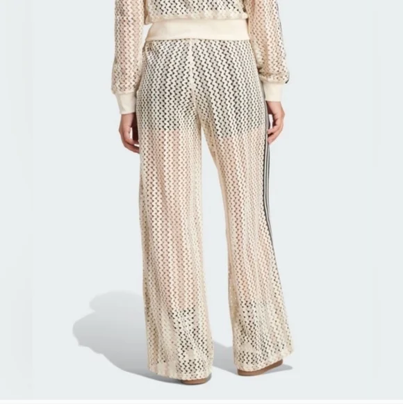 Adidas Originals Women's Knitted Crochet Firebird Track Pants - Winter White - Picture 6 of 6